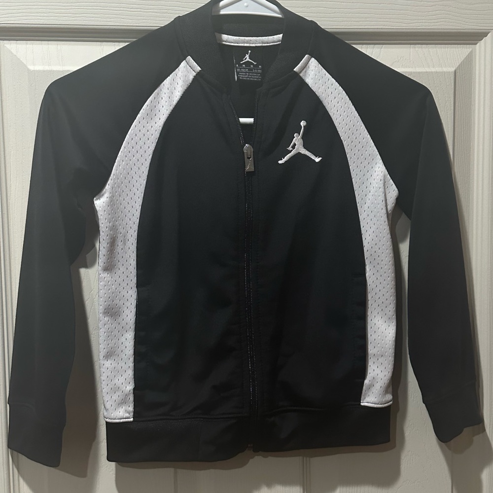 Air Jordan Jumpman Logo Full Zip Long Sleeve Boys Black White Jacket Size 5-6